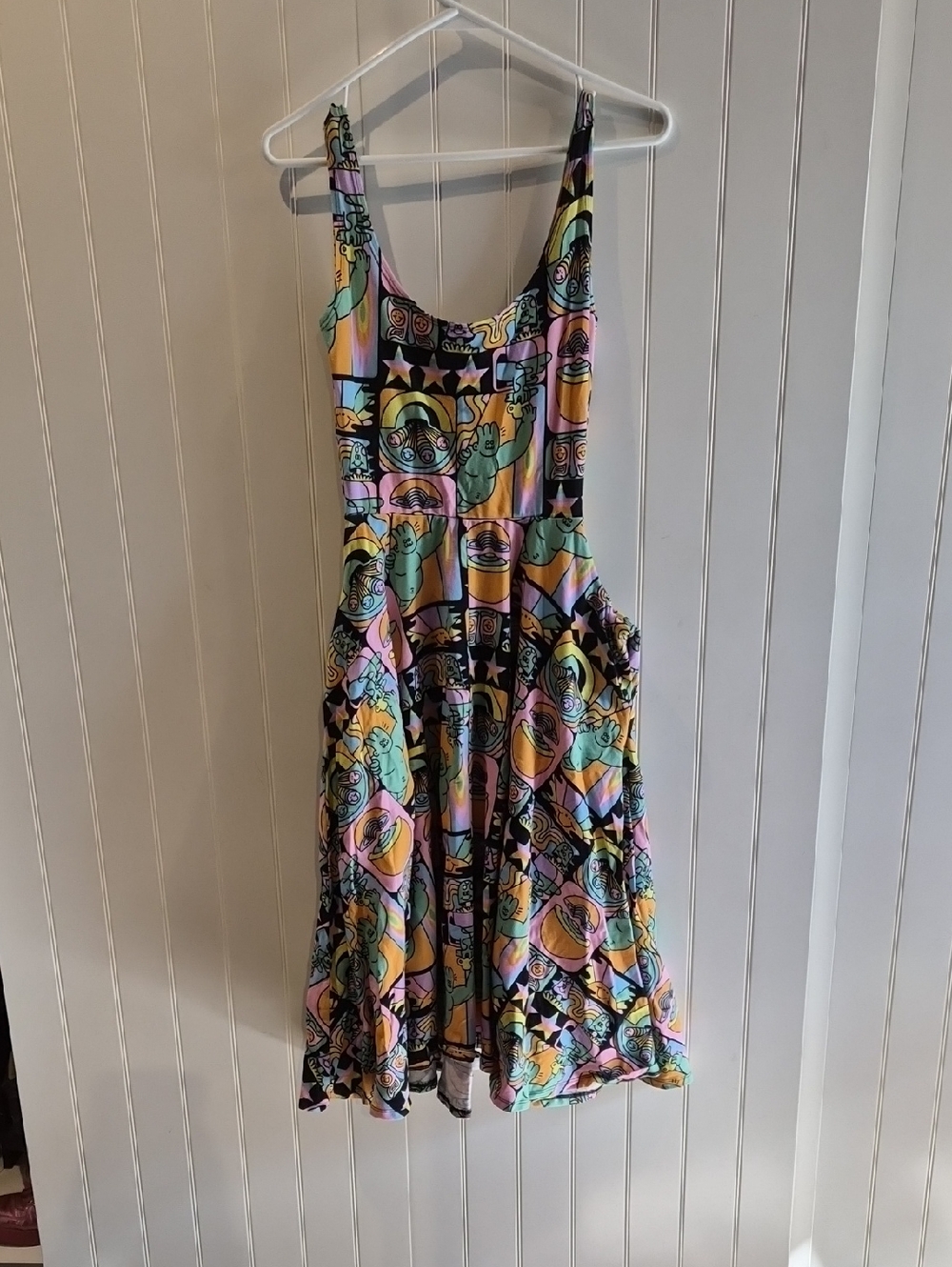 Nooworks Pastel Graphic Midi Dress in Pink, Mint, Yellow, Black